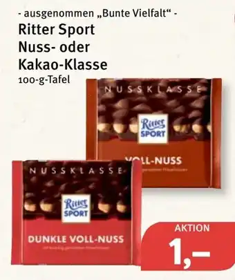 Feneberg Ritter Sport Nuss oder Kakaoklasse 100g Angebot