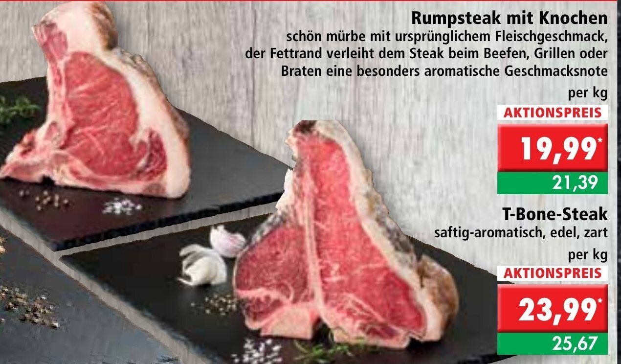 Rumpsteak mit Knochen oder T Bone Steak Angebot bei L. STROETMANN