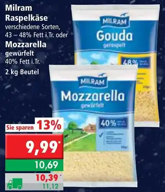 L. STROETMANN GROSSMARKT Milram Raspelkäse oder Mozzarella 2 kg Angebot