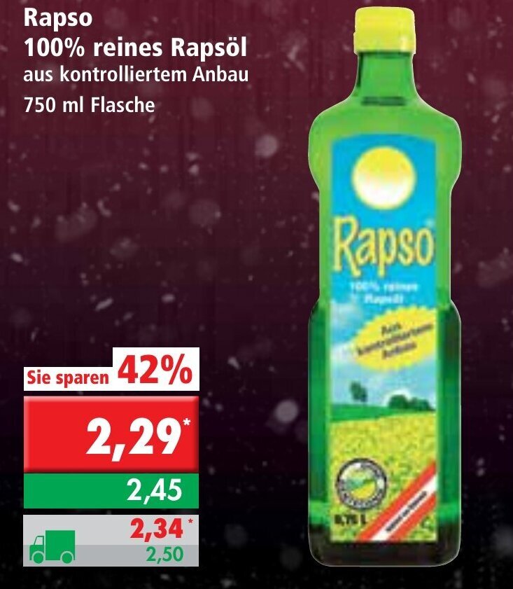 Rapso 100% Reines Rapsöl 750ml Angebot bei L. STROETMANN GROSSMARKT