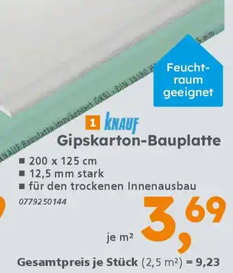 Globus Baumarkt KNAUF Gipskarton-Bauplatte Angebot