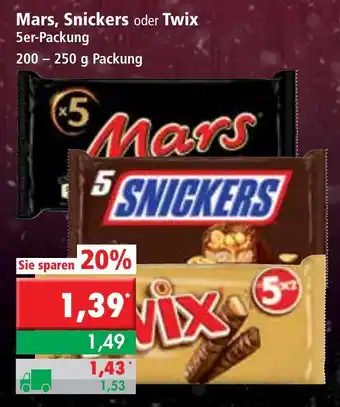 L. STROETMANN GROSSMARKT Mars, Snickers oder Twix 200-250 g Angebot