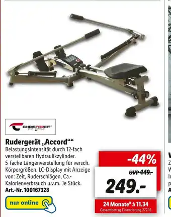 Lidl Christopeit rudergerät „accord““ Angebot