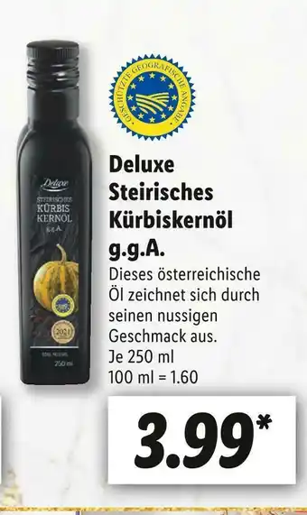 Lidl Deluxe steirisches kürbiskernöl g.g.a. Angebot