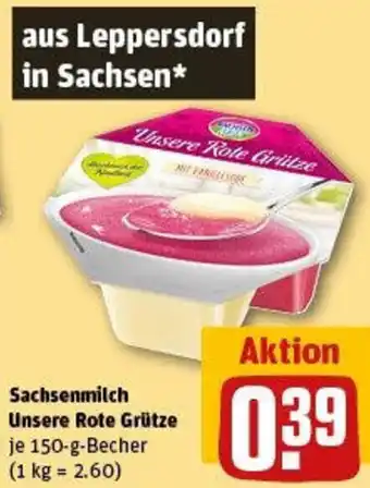 REWE Sachsenmilch Unsere Rote Grütze Angebot