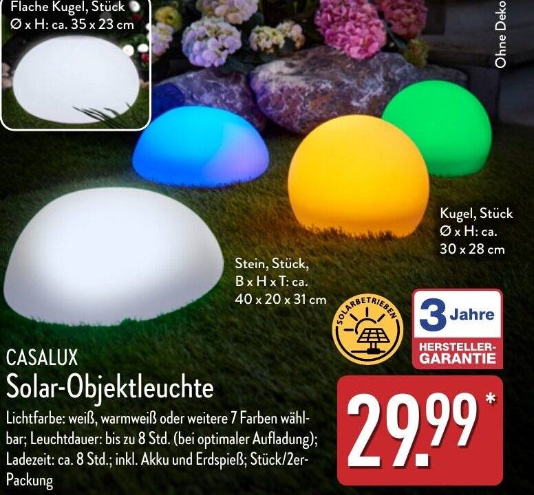 CASALUX Solar-Objektleuchte Angebot bei Aldi Nord