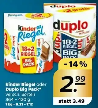 NETTO Ferrero kinder riegel oder duplo big pack Angebot