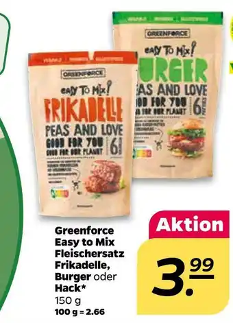 NETTO Greenforce easy to mix fleischersatz frikadelle, burger oder hack Angebot