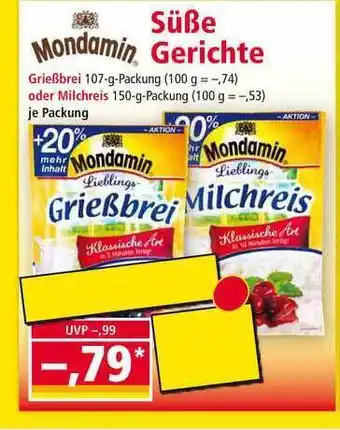 Norma Mondamin Süße Gerichte Angebot