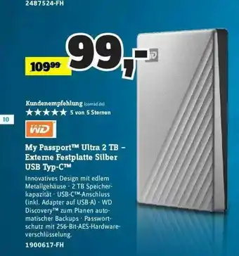 Conrad Wd My Passport Ultra 2 Tb - Externe Festplatte Silber Usb Typ-c Angebot