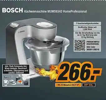 Expert Bening Bosch Küchenmaschine MUM5934D Home Professional Angebot