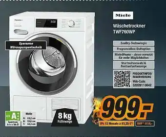 Expert Bening Miele Wäschetrockner TWF760WP Angebot