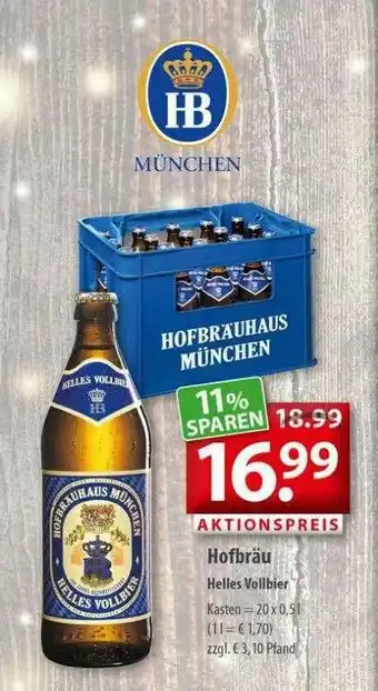 Getränkeland Hofbräu Helles Vollbier Angebot