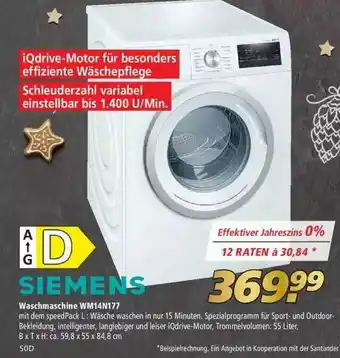 Marktkauf Siemens Waschmaschine Wm14n177 Angebot