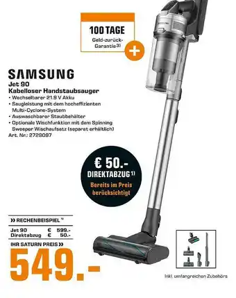 Saturn Samsung Jet 90 Kabelloser Handstaubsauger Angebot