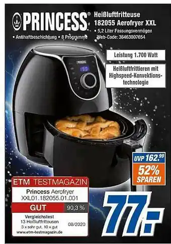 Expert Klein Princess Hießluftfritteuse 182055 Aerofryer XXL Angebot