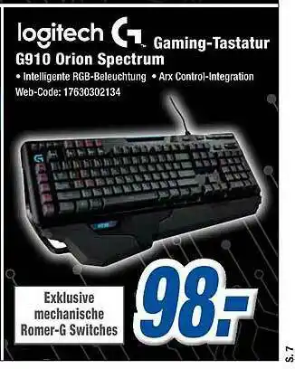 Expert Klein Logitech Gaming-tastatur G910 Orion Spectrum Angebot