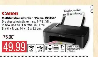 Marktkauf Canon Multifunktionsdrucker „pixma Ts3150“ Angebot