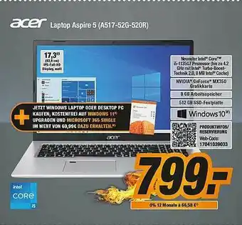 Expert Bening Acer Laptop Aspire 5 (a517-52g-520r) Angebot