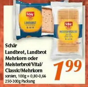 inkoop Schär Landbrot, Landbrot Mehrkorn Oder Meisterbrot, Vital, Classic, Mehrkorn Angebot