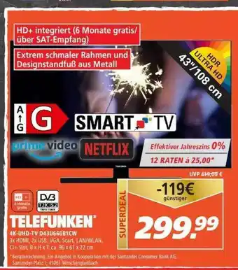 Marktkauf Telefunken 4k-uhd Tv D43u660b1cw Angebot