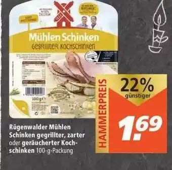 Marktkauf Rügenwalder Mühlen Schinken Gegrillter, Zarter Oder Geräucherter Kochschinken Angebot