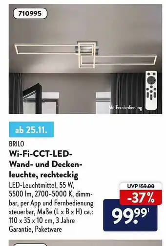 Aldi Süd Brilo Wi-fi-cct-led-wand- Und Decknleuchte, Rechteckig Angebot