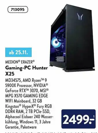 Aldi Süd Medion Erazer Gaming-pc Hunter X25 Angebot