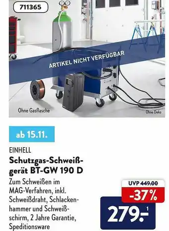 Aldi Süd Einhell Schutzgas-schweißgerät Bt-gw190d Angebot