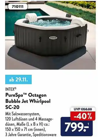 Aldi Süd Intex Purespa Octagon Bubble Jet Whirlpool Sc-20 Angebot