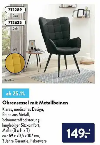 Aldi Süd Ohrensessel Mit Metallbeinen Angebot