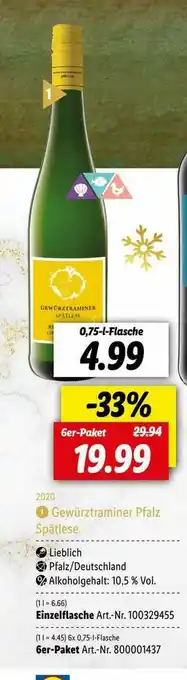 Lidl Gewürtraminer Pfalz Spätlese Angebot