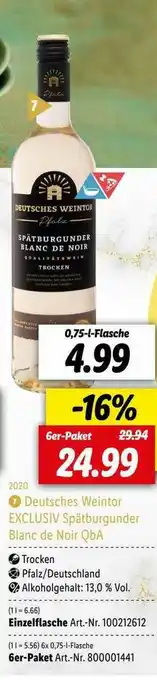 Lidl Deutsches Weintor Exclusiv Spätburgunder Blanc De Noir Qba Angebot