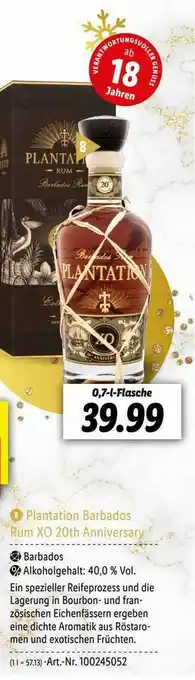 Lidl Plantation Barbados Rum XO 20th Anniversary Angebot