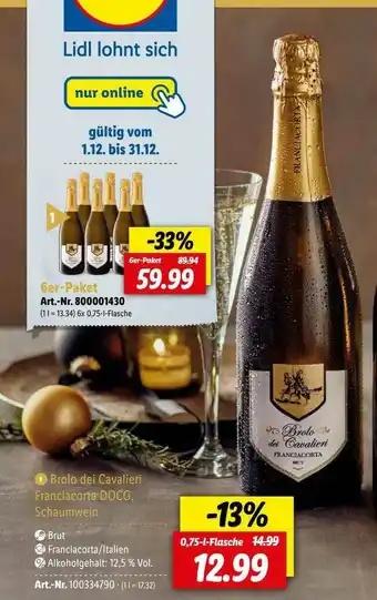 Lidl Brolo Dei Cavalieri Franciacorta Docg, Schaumwein Angebot