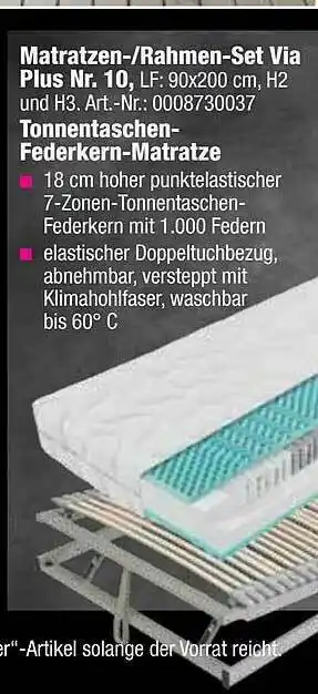 Opti Wohnwelt Matratzen-rahment-set Via Plus Nr.10 Oder Tonnentaschen-federkern-matratze Angebot