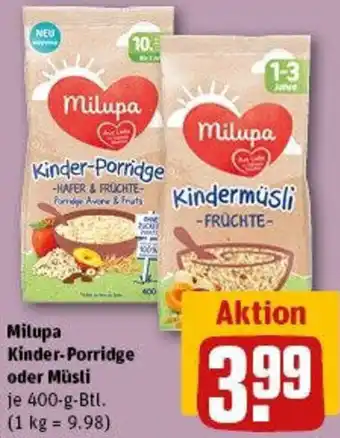 REWE Milupa Kinder-Porridge oder Müsli Angebot