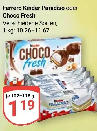 Globus Ferrero Kinder Paradiso oder Choco Fresh Angebot