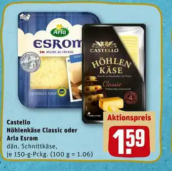 REWE Castello höhlenkäse classic oder arla esrom Angebot