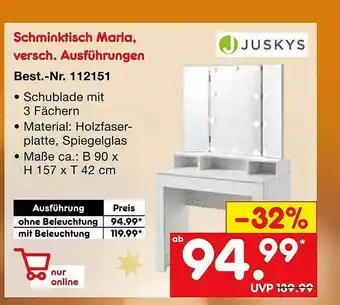 Netto Marken-Discount Juskys Schminktisch Marla Angebot