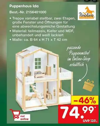 Netto Marken-Discount Puppenhaus Ida Pinolino Angebot