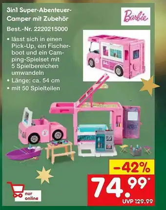 Netto Marken-Discount Barbie Super-abenteuer Camper Mit Zubehör Angebot