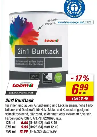 toom Baumarkt Toom 2in1 buntlack Angebot