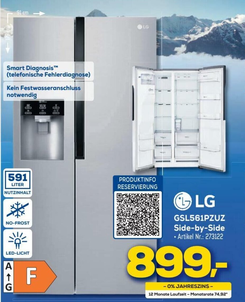 LG GSL561PZUZ Side by Side Angebot bei Euronics