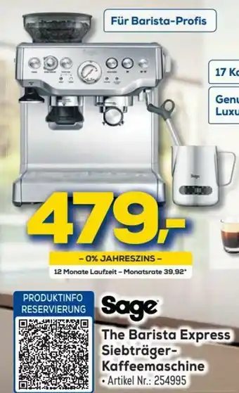 Euronics Sage The Barista Express Siebträger Kaffeemaschine Angebot