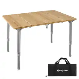 Netto Marken-Discount KINGCAMP Falt Tisch Camping Klapptisch Alu Bambus Holz Stufenlos Verstellbar Angebot