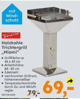 Globus Baumarkt TrendLine Holzkohle Trichtergrill ,Miami❝ Angebot