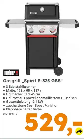 Globus Baumarkt weber Gasgrill „Spirit E-325 GBS" Angebot