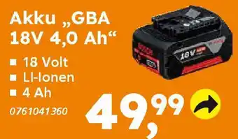 Globus Baumarkt BOSCH Akku,,GBA 18V 4,0 Ah❝ Angebot