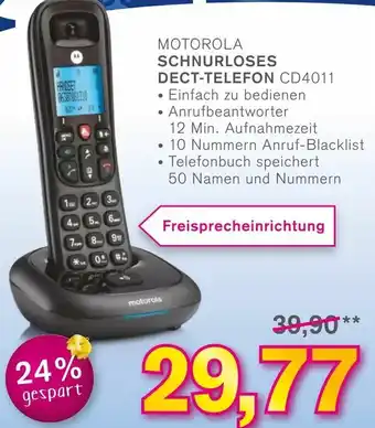 KODi Motorola Schnurloses DECT Telefon CD4011 Angebot